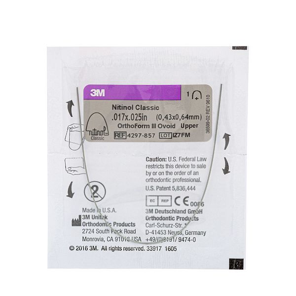 Дуга нитиноловая Unitek Classic .018x.025 НЧ  ФIII 3М
